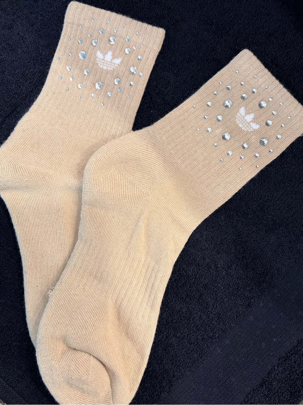 adidas Tan Crew Socks with Crystal Stud Details
